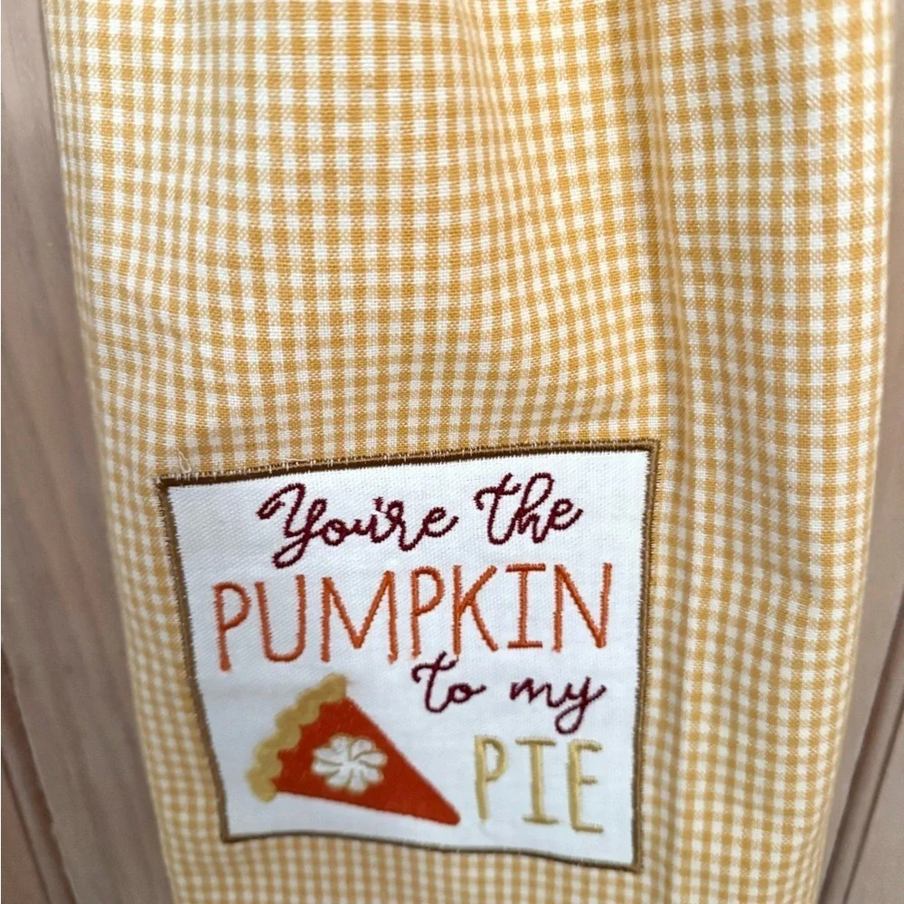 Handmade Crochet Top Kitchen Towel [ Fall Pumpkin Pie Gingham]